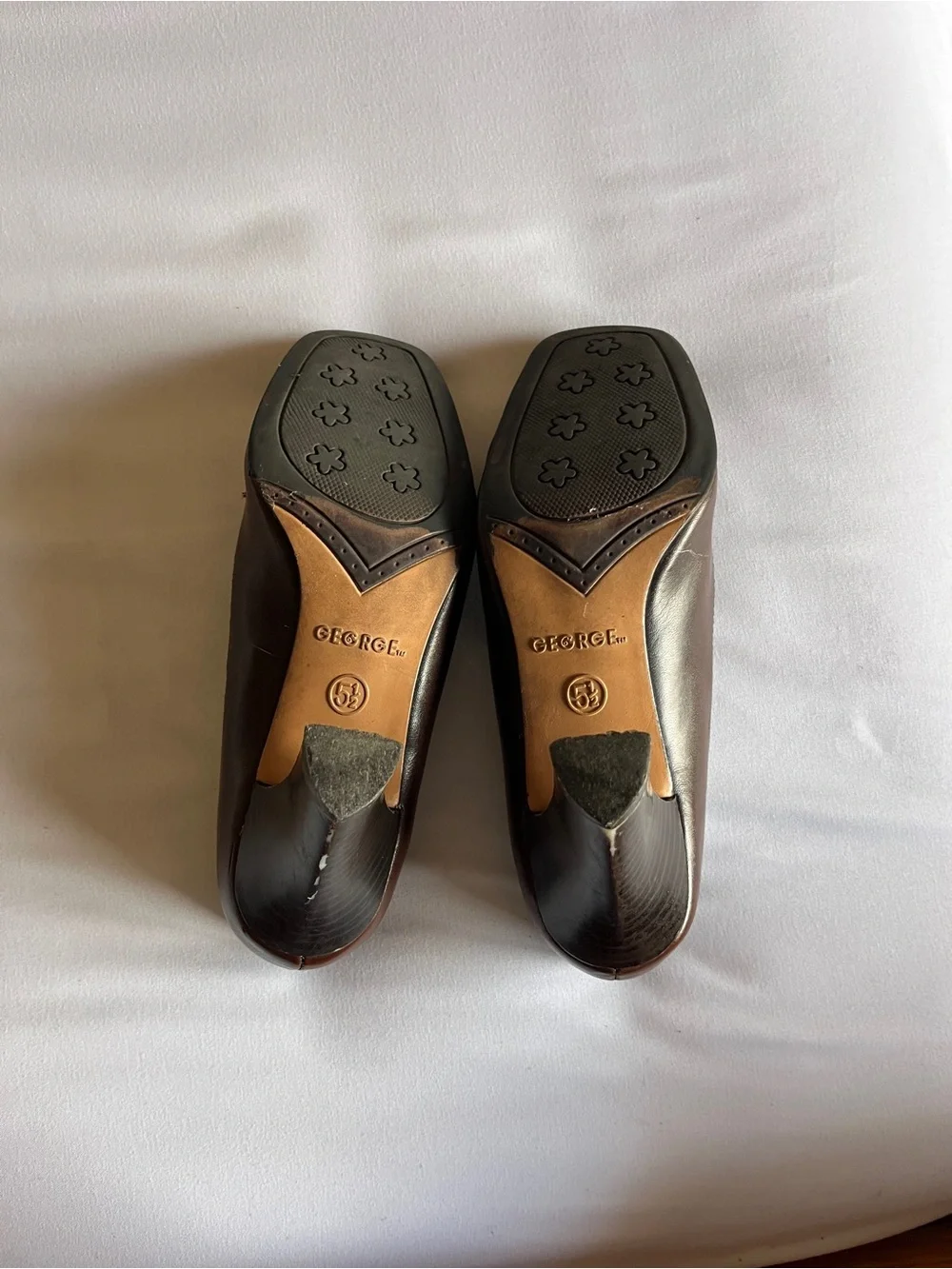 George Brown Heeled Loafers Size 5.5 Synthetic Leather Shoes